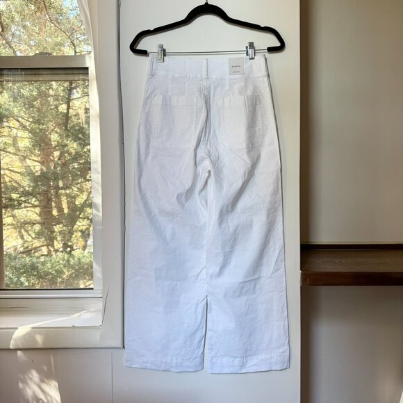 NWT Anthropologie Colette Maeve Scallop Pocket Linen Wide-Leg Pants White 27 - Picture 7 of 12